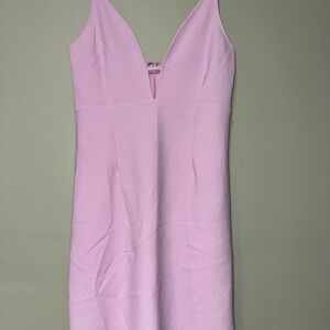 NEVER WORN Abercrombie & Fitch Light Pink Deep Cut Mini Dress- Tall Length